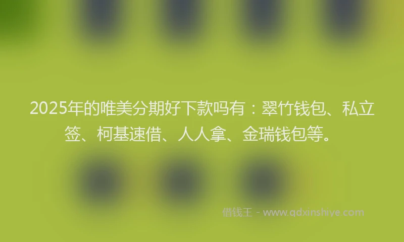 2025年的唯美分期好下款吗有：翠竹钱包、私立签、柯基速借、人人拿、金瑞钱包等。