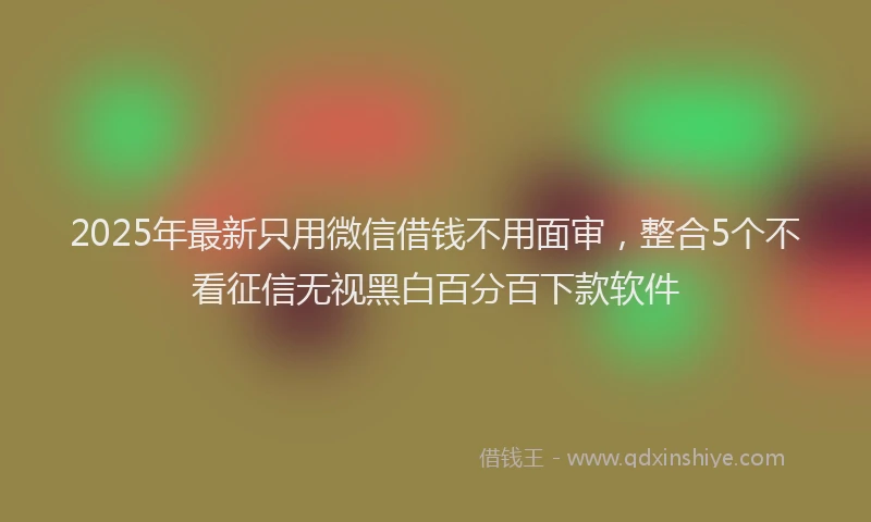 2025年最新只用微信借钱不用面审，整合5个不看征信无视黑白百分百下款软件