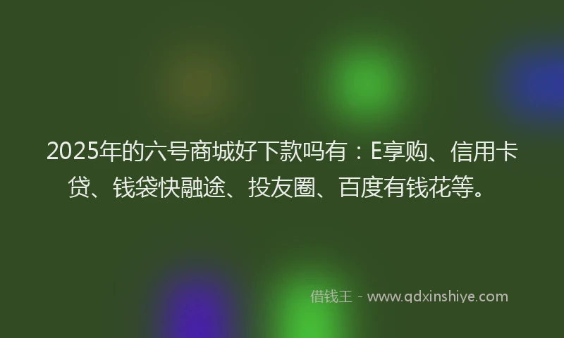2025年的六号商城好下款吗有：E享购、信用卡贷、钱袋快融途、投友圈、百度有钱花等。
