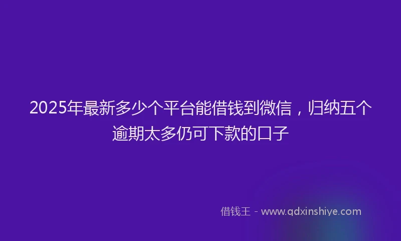 2025年最新多少个平台能借钱到微信，归纳五个逾期太多仍可下款的口子