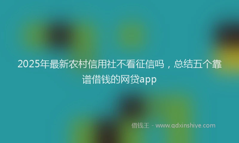 2025年最新农村信用社不看征信吗，总结五个靠谱借钱的网贷app