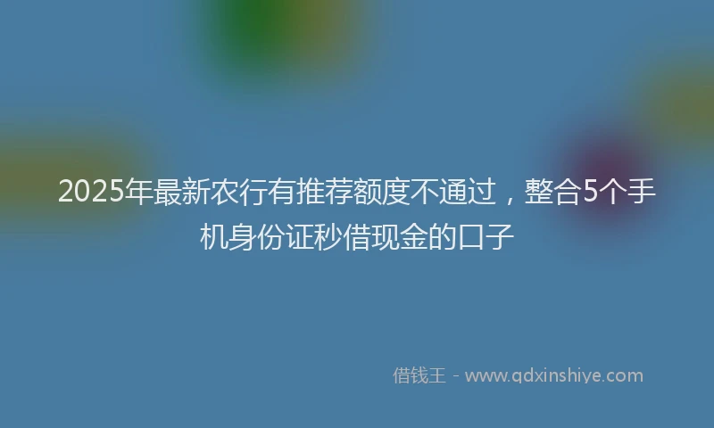 2025年最新农行有推荐额度不通过，整合5个手机身份证秒借现金的口子