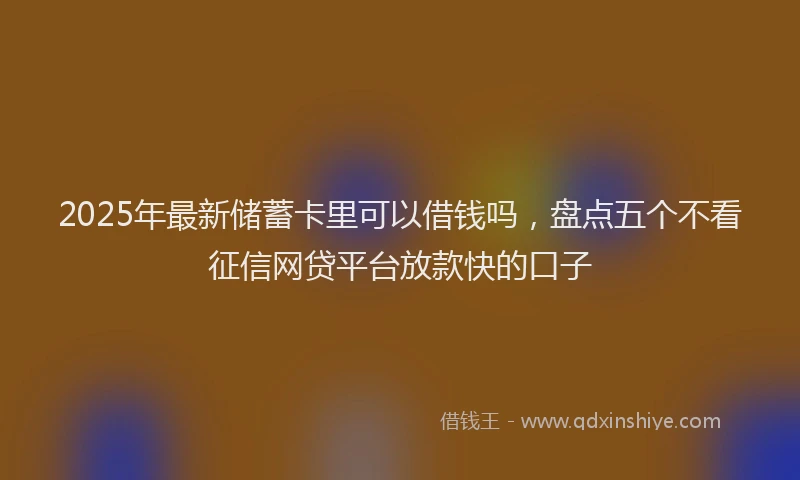 2025年最新储蓄卡里可以借钱吗，盘点五个不看征信网贷平台放款快的口子
