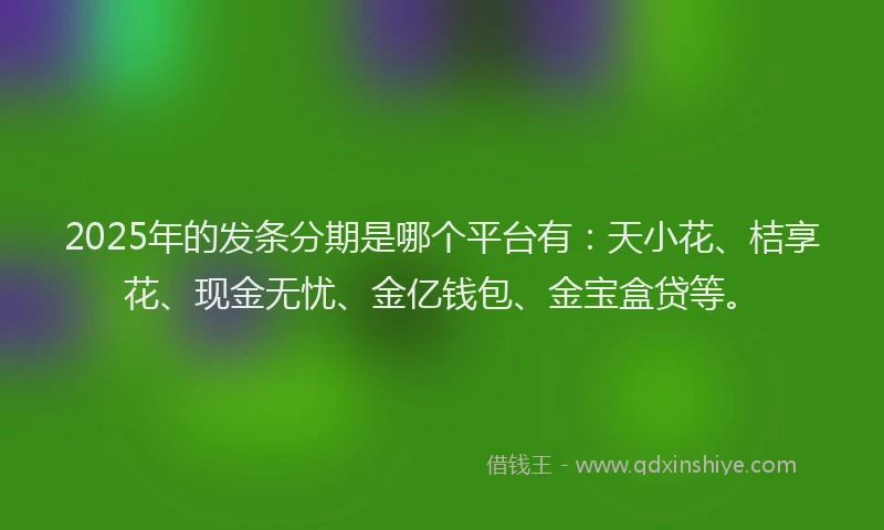 2025年的发条分期是哪个平台有：天小花、桔享花、现金无忧、金亿钱包、金宝盒贷等。