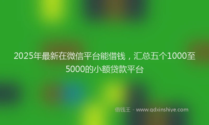 2025年最新在微信平台能借钱，汇总五个1000至5000的小额贷款平台