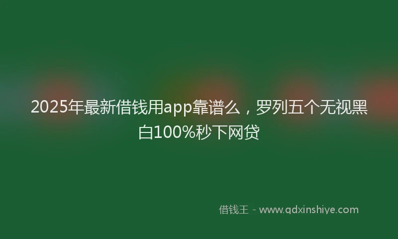2025年最新借钱用app靠谱么，罗列五个无视黑白100%秒下网贷