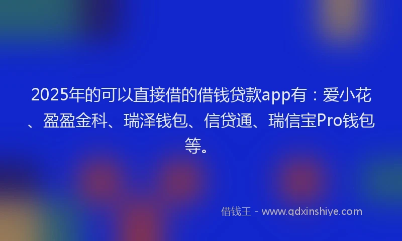 2025年的可以直接借的借钱贷款app有：爱小花、盈盈金科、瑞泽钱包、信贷通、瑞信宝Pro钱包等。