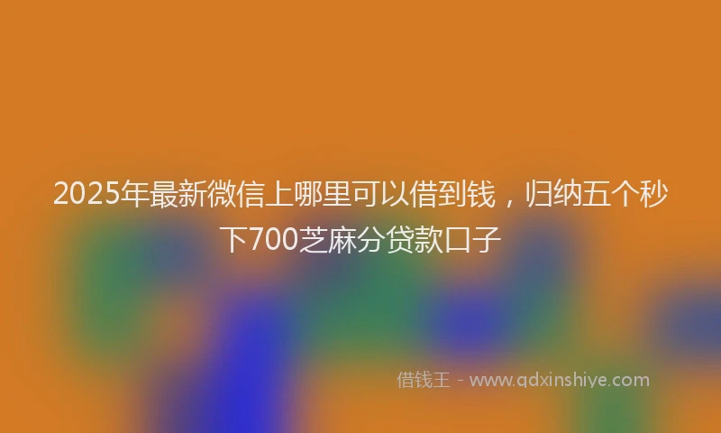 2025年最新微信上哪里可以借到钱，归纳五个秒下700芝麻分贷款口子