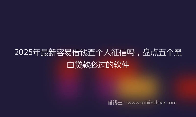 2025年最新容易借钱查个人征信吗，盘点五个黑白贷款必过的软件