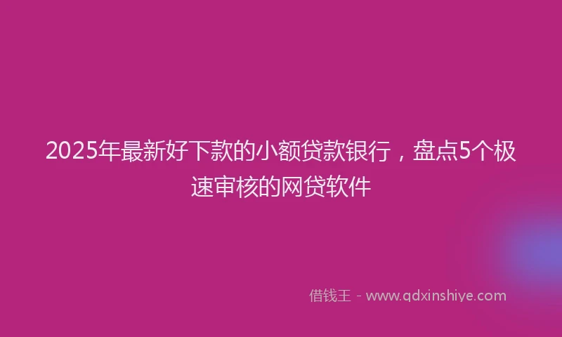 2025年最新好下款的小额贷款银行，盘点5个极速审核的网贷软件