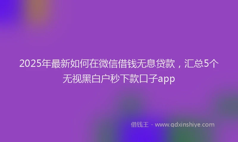 2025年最新如何在微信借钱无息贷款，汇总5个无视黑白户秒下款口子app