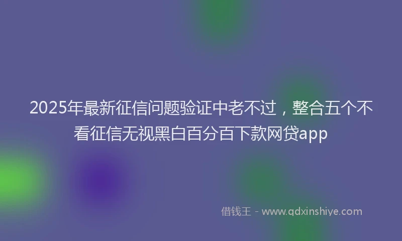 2025年最新征信问题验证中老不过，整合五个不看征信无视黑白百分百下款网贷app
