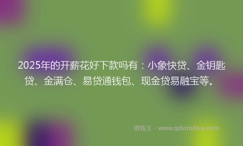 2025年的开薪花好下款吗有：小象快贷、金钥匙贷、金满仓、易贷通钱包、现金贷易融宝等。