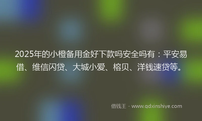 2025年的小橙备用金好下款吗安全吗有：平安易借、维信闪贷、大城小爱、榕贝、洋钱速贷等。