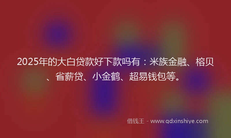 2025年的大白贷款好下款吗有：米族金融、榕贝、省薪贷、小金鹤、超易钱包等。