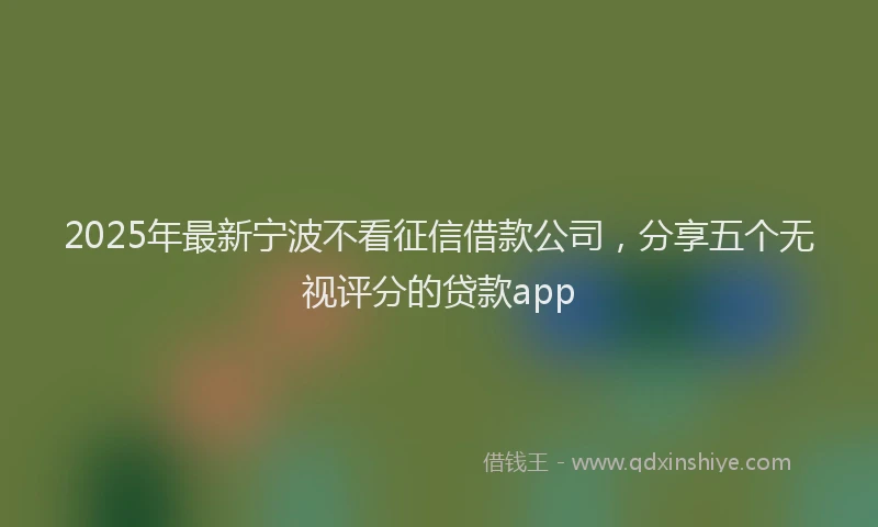 2025年最新宁波不看征信借款公司，分享五个无视评分的贷款app