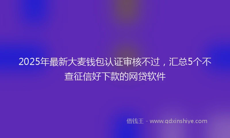 2025年最新大麦钱包认证审核不过，汇总5个不查征信好下款的网贷软件
