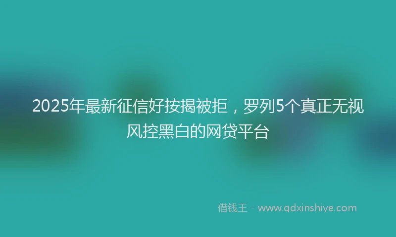 2025年最新征信好按揭被拒，罗列5个真正无视风控黑白的网贷平台