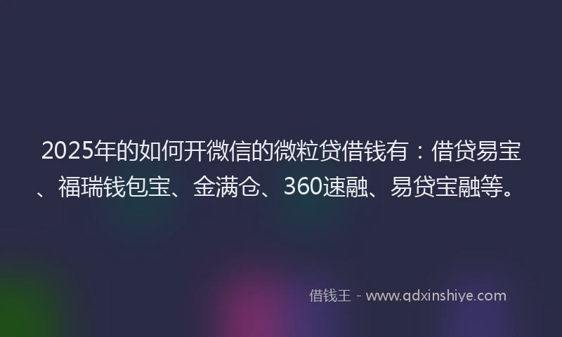 2025年的如何开微信的微粒贷借钱有：借贷易宝、福瑞钱包宝、金满仓、360速融、易贷宝融等。