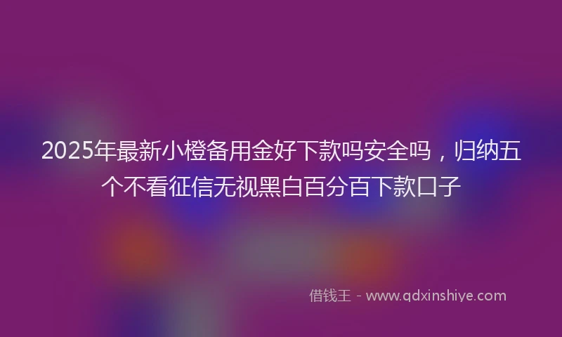2025年最新小橙备用金好下款吗安全吗，归纳五个不看征信无视黑白百分百下款口子
