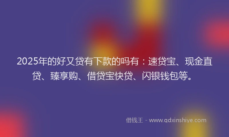 2025年的好又贷有下款的吗有：速贷宝、现金直贷、臻享购、借贷宝快贷、闪银钱包等。