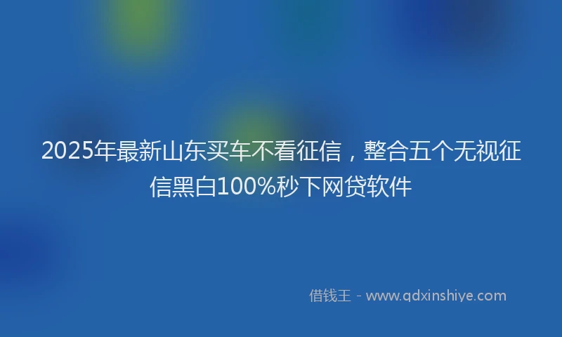 2025年最新山东买车不看征信，整合五个无视征信黑白100%秒下网贷软件