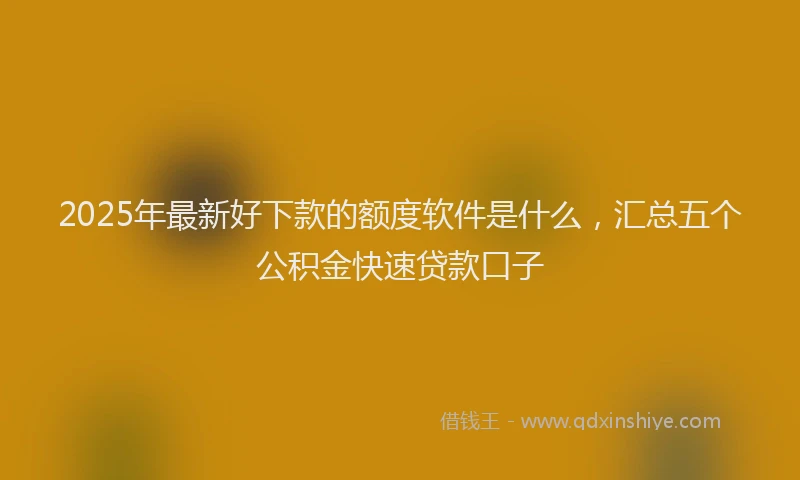 2025年最新好下款的额度软件是什么，汇总五个公积金快速贷款口子