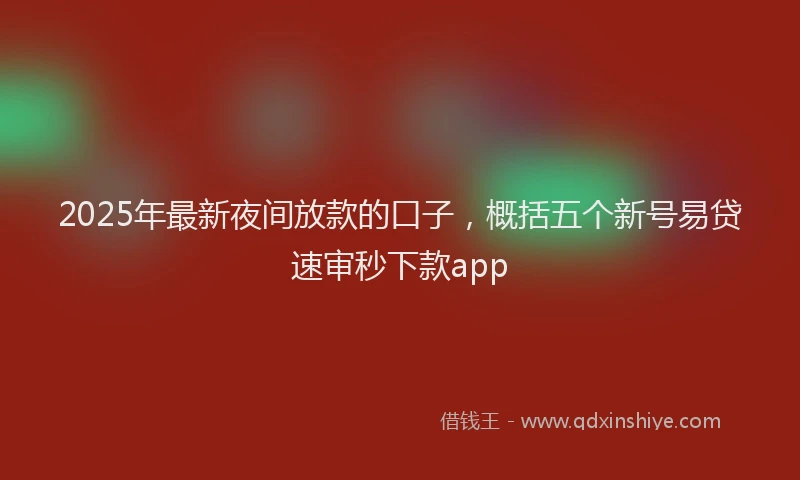 2025年最新夜间放款的口子，概括五个新号易贷速审秒下款app