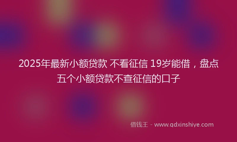 2025年最新小额贷款 不看征信 19岁能借，盘点五个小额贷款不查征信的口子