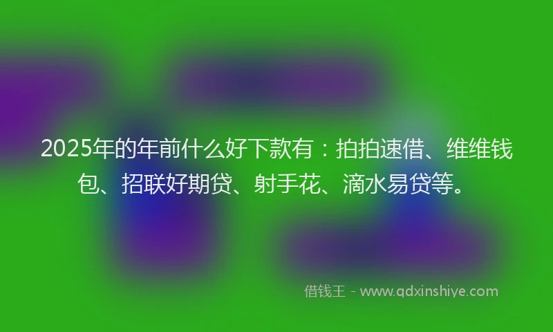 2025年的年前什么好下款有：拍拍速借、维维钱包、招联好期贷、射手花、滴水易贷等。