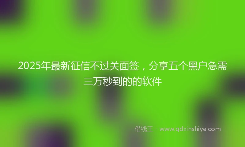2025年最新征信不过关面签，分享五个黑户急需三万秒到的的软件