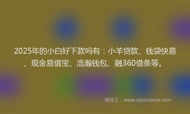2025年的小白好下款吗有：小羊贷款、钱袋快易、现金易借宝、浩瀚钱包、融360借条等。