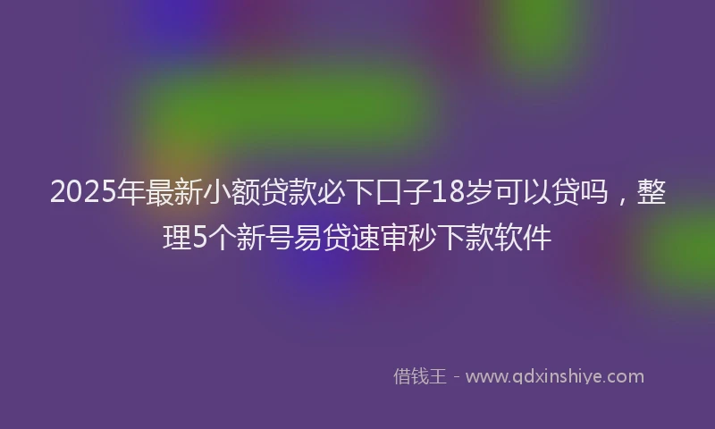 2025年最新小额贷款必下口子18岁可以贷吗，整理5个新号易贷速审秒下款软件