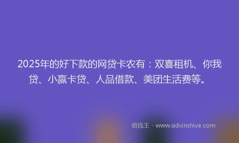 2025年的好下款的网贷卡农有：双喜租机、你我贷、小赢卡贷、人品借款、美团生活费等。