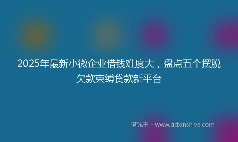2025年最新小微企业借钱难度大，盘点五个摆脱欠款束缚贷款新平台