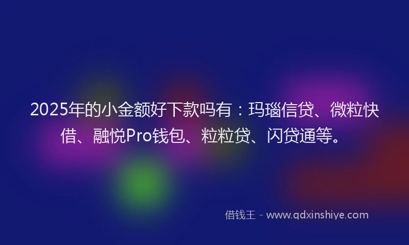 2025年的小金额好下款吗有：玛瑙信贷、微粒快借、融悦Pro钱包、粒粒贷、闪贷通等。