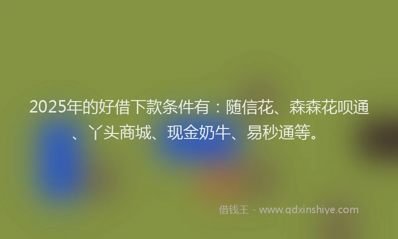 2025年的好借下款条件有：随信花、森森花呗通、丫头商城、现金奶牛、易秒通等。