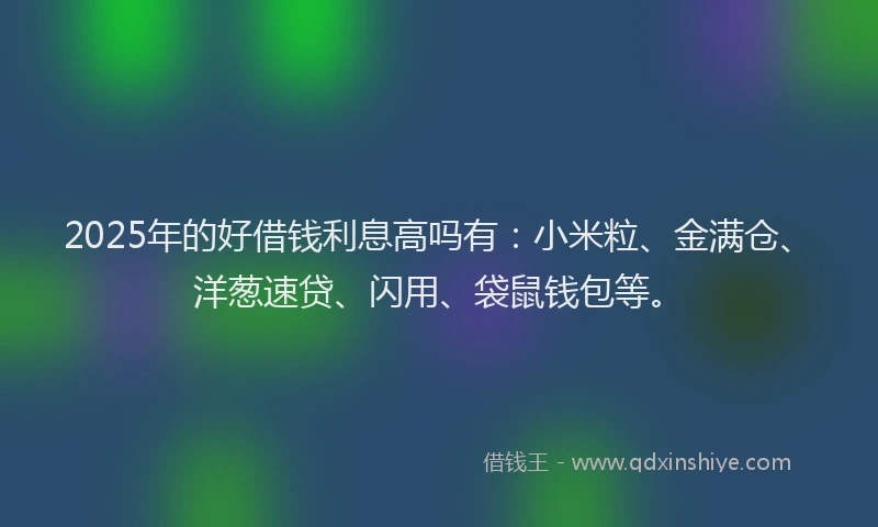 2025年的好借钱利息高吗有：小米粒、金满仓、洋葱速贷、闪用、袋鼠钱包等。