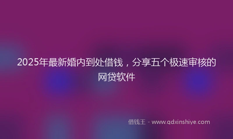 2025年最新婚内到处借钱，分享五个极速审核的网贷软件