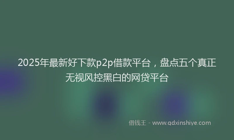 2025年最新好下款p2p借款平台，盘点五个真正无视风控黑白的网贷平台