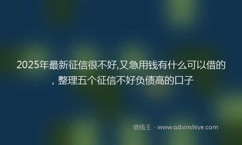 2025年最新征信很不好,又急用钱有什么可以借的，整理五个征信不好负债高的口子