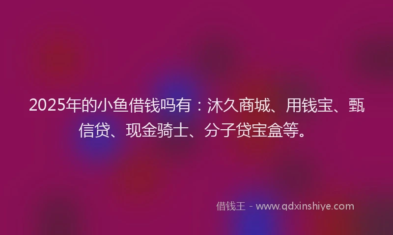 2025年的小鱼借钱吗有：沐久商城、用钱宝、甄信贷、现金骑士、分子贷宝盒等。