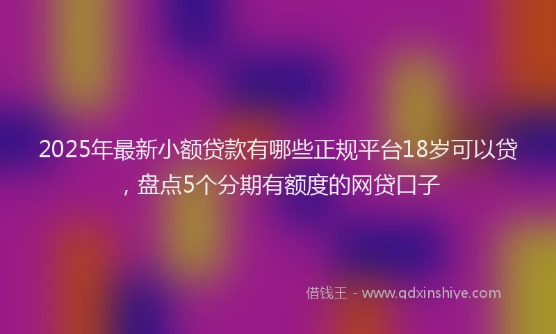 2025年最新小额贷款有哪些正规平台18岁可以贷，盘点5个分期有额度的网贷口子