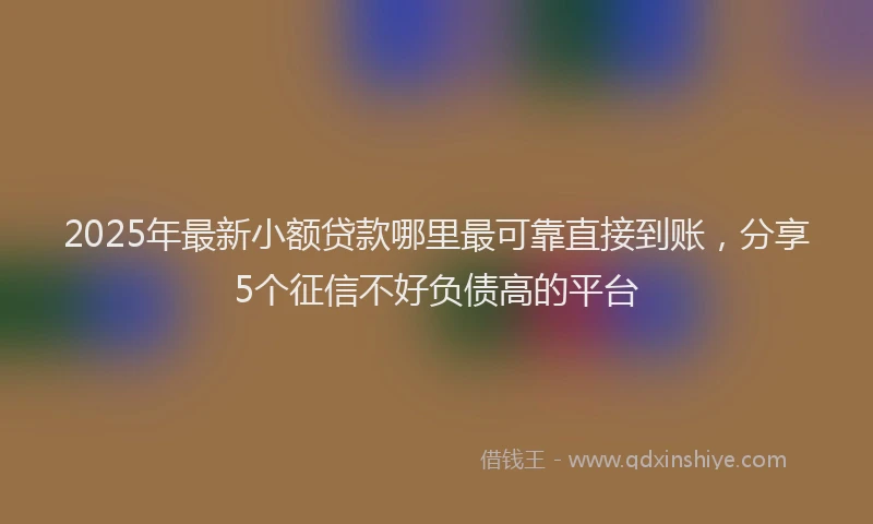 2025年最新小额贷款哪里最可靠直接到账，分享5个征信不好负债高的平台
