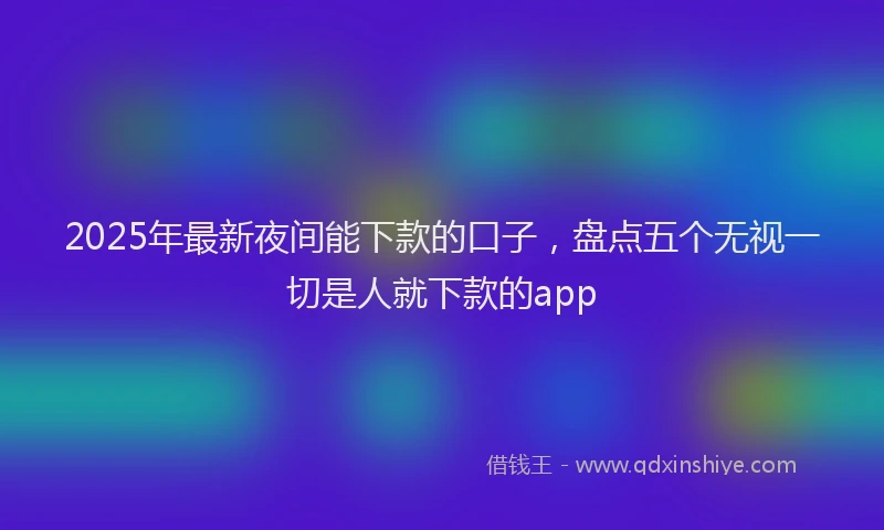 2025年最新夜间能下款的口子，盘点五个无视一切是人就下款的app