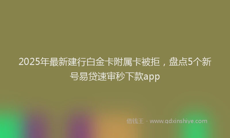 2025年最新建行白金卡附属卡被拒，盘点5个新号易贷速审秒下款app