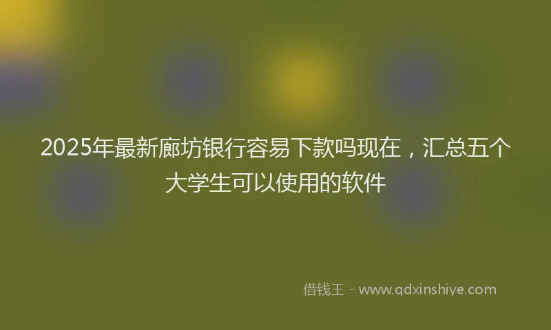 2025年最新廊坊银行容易下款吗现在，汇总五个大学生可以使用的软件