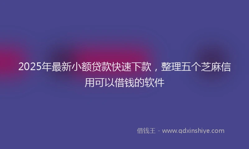 2025年最新小额贷款快速下款，整理五个芝麻信用可以借钱的软件