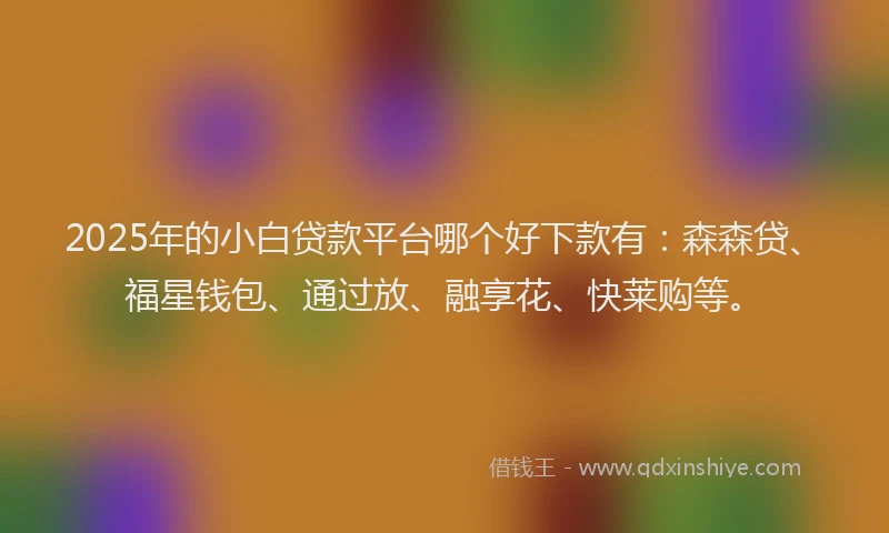 2025年的小白贷款平台哪个好下款有：森森贷、福星钱包、通过放、融享花、快莱购等。