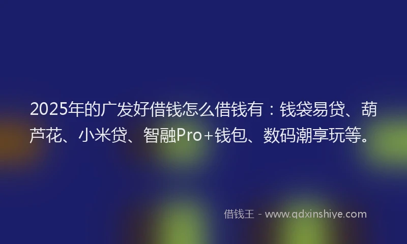 2025年的广发好借钱怎么借钱有：钱袋易贷、葫芦花、小米贷、智融Pro+钱包、数码潮享玩等。